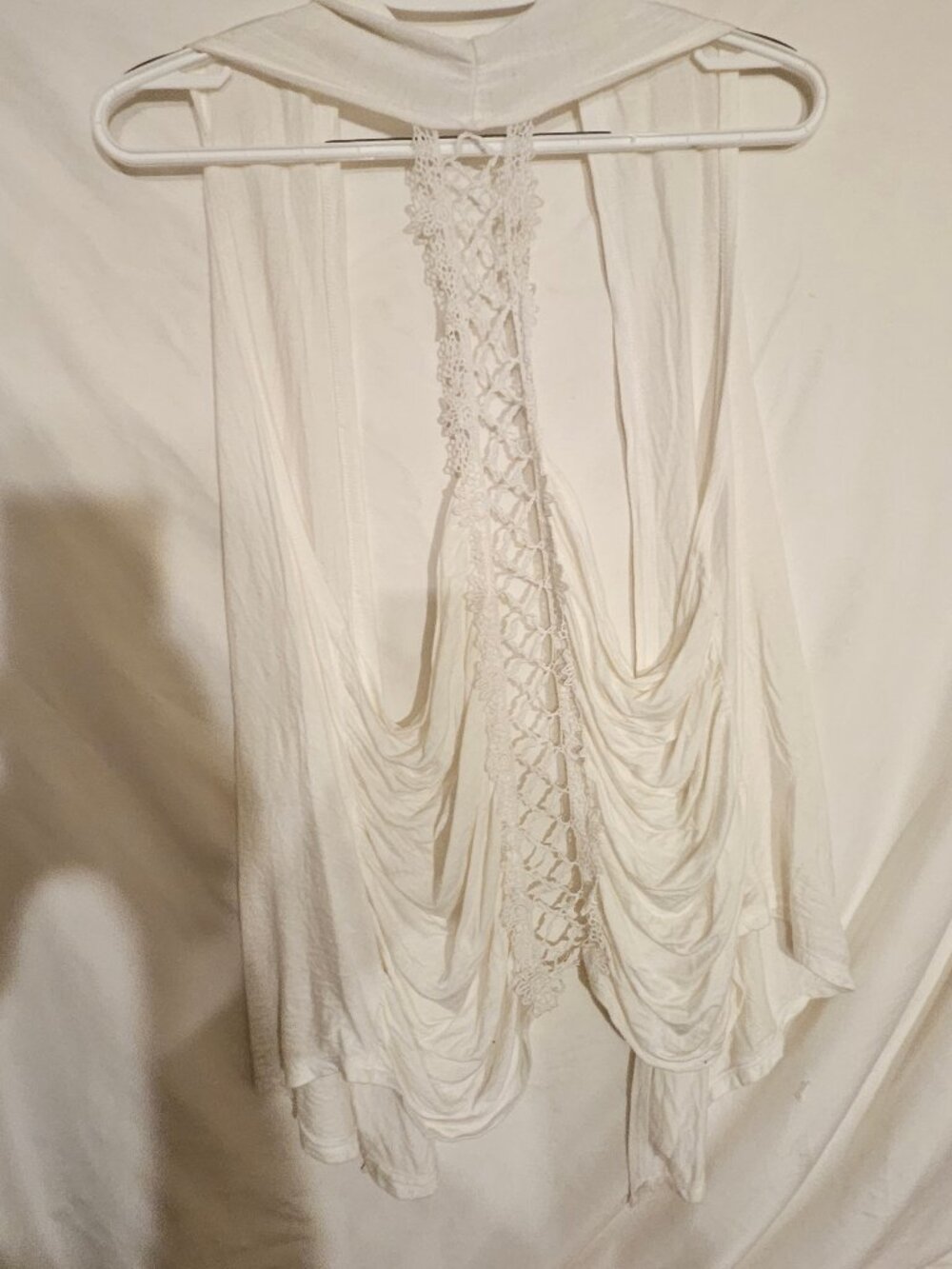 White Crochet Back Sleeveless Cardigan